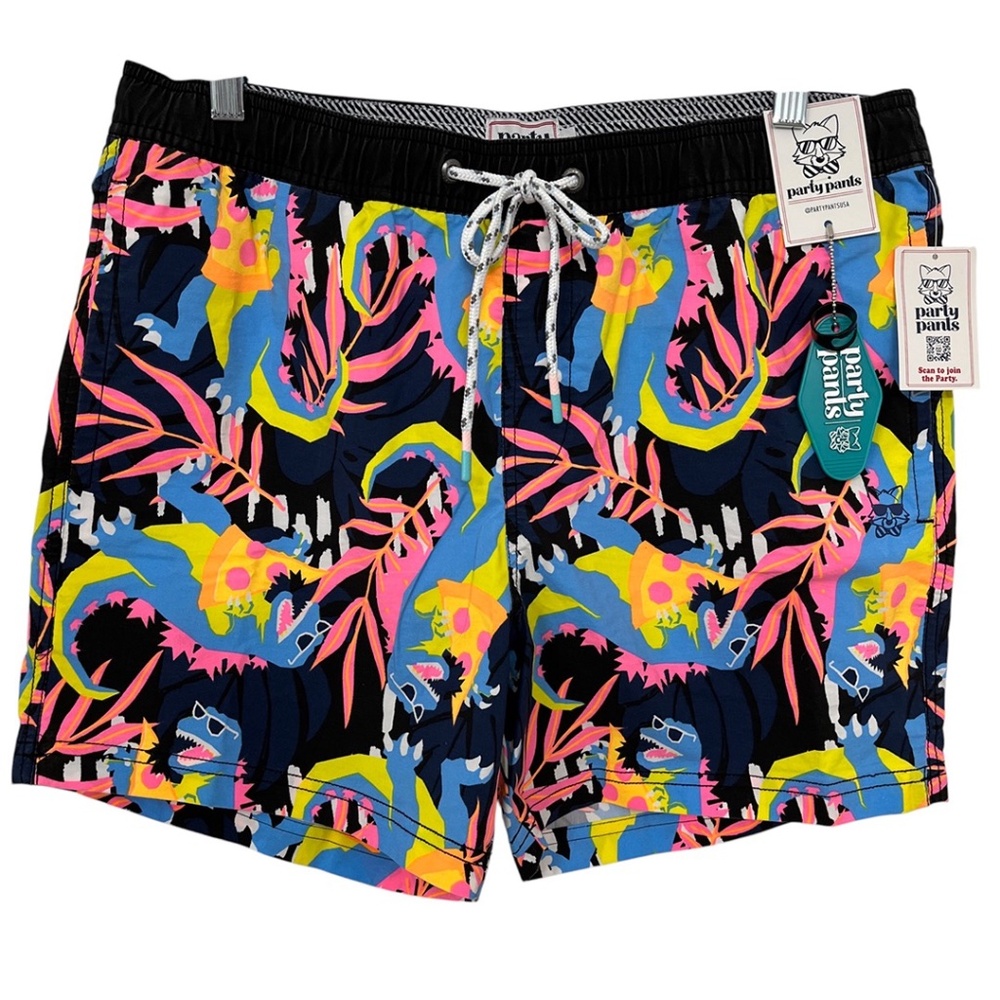 Party Pants Dino Munchies Swim Trunk Shorts 5” Inseam Men’s Large